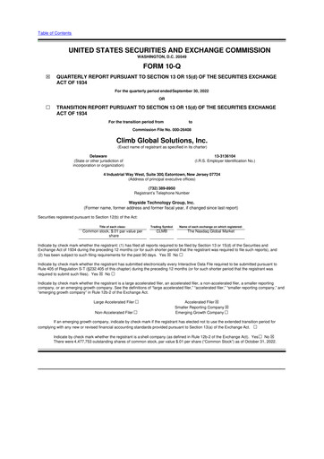 Vorschaubild Climb Global Solutions 10-Q Quartalsbericht 2022 