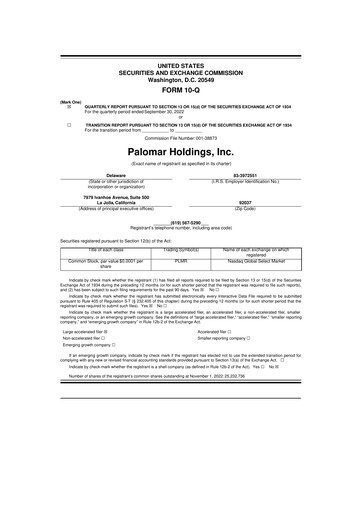 Vorschaubild Palomar Holdings 10-Q Quartalsbericht 2022 