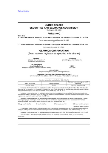 Thumbnail Glaukos 10-Q Quarterly Report FY2022 