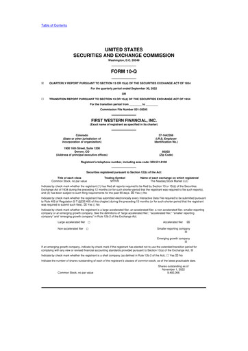 Vorschaubild First Western Financial 10-Q Quartalsbericht 2022 