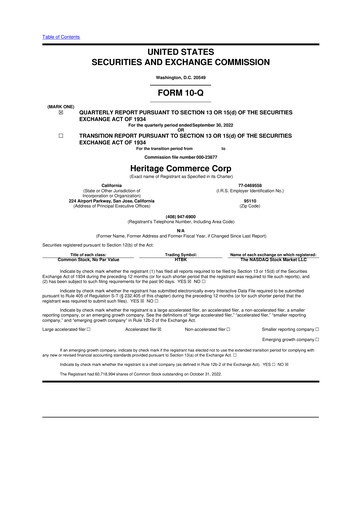 Thumbnail Heritage Commerce 10-Q Quarterly Report FY2022 