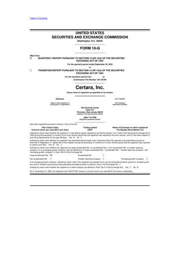 Vorschaubild Certara 10-Q Quartalsbericht 2022 