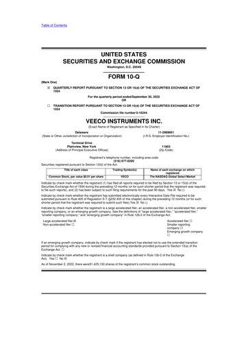 Thumbnail Veeco
 10-Q Quarterly Report FY2022 