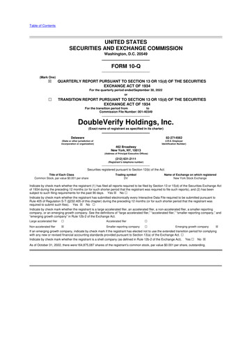 Thumbnail DoubleVerify 10-Q Quarterly Report FY2022 