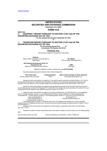 Thumbnail Trevena 10-Q Quarterly Report FY2022 