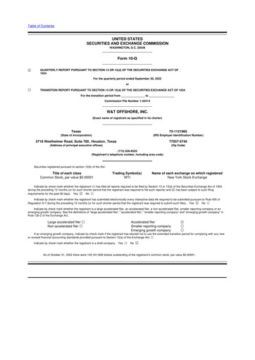 Thumbnail W&T Offshore 10-Q Quarterly Report FY2022 