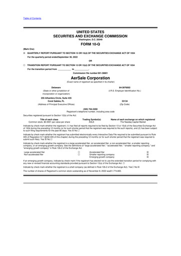 Thumbnail AerSale 10-Q Quarterly Report FY2022 