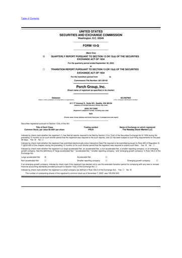 Vorschaubild Porch Group 10-Q Quartalsbericht 2022 