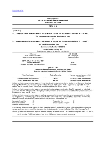 Thumbnail Ramaco Resources
 10-Q Quarterly Report FY2022 