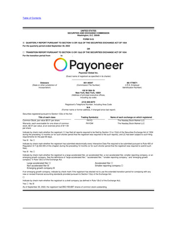 Miniature Payoneer 10-Q Rapport trimestriel  
