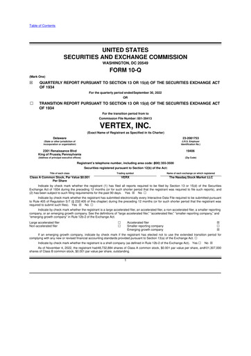 Thumbnail Vertex 10-Q Quarterly Report FY2022 