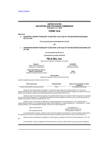 Thumbnail TELA Bio 10-Q Quarterly Report FY2022 