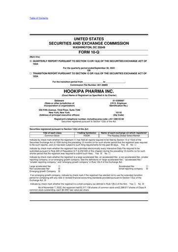 Miniature HOOKIPA Pharma 10-Q Rapport trimestriel 2022 