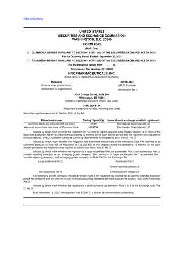 Thumbnail NRx Pharmaceuticals 10-Q Quarterly Report FY2022 