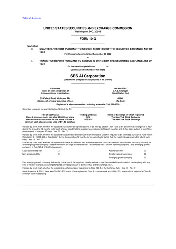 Miniature SES AI 10-Q Rapport trimestriel 2022 