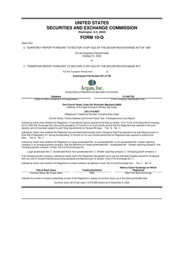 Thumbnail Argan 10-Q Quarterly Report FY2023 