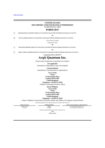 Vorschaubild Arqit Quantum 20-F Jahresbericht 2022