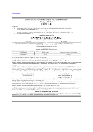 Thumbnail Hanover Bancorp 10-K Annual Report 2022