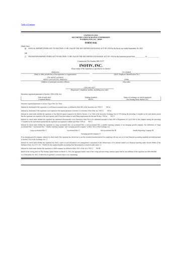 Thumbnail Inotiv 10-K Annual Report 2022