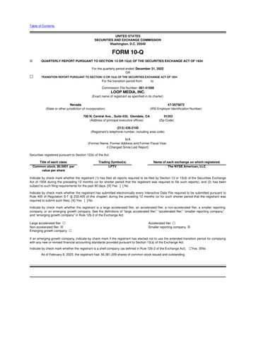 Thumbnail Loop Media 10-Q Quarterly Report FY2022 