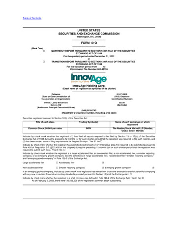 Miniature InnovAge 10-Q Rapport trimestriel 2023 