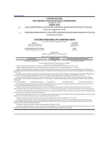 Thumbnail Antero Midstream
 10-K Annual Report 2022