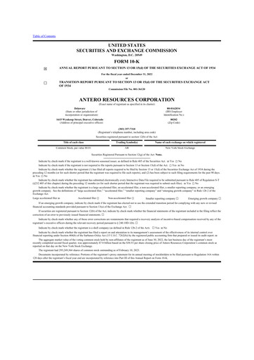 Thumbnail Antero Resources
 10-K Annual Report 2022