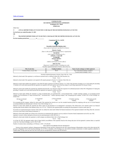 Thumbnail Waste Connections 10-K Annual Report 2022