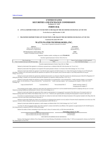 Thumbnail Watts Water Technologies
 10-K Annual Report 2022