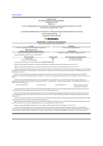 Miniature RB Global
 10-K Rapport annuel 2022