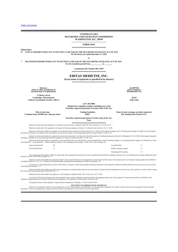 Thumbnail Editas Medicine
 10-K Annual Report 2022