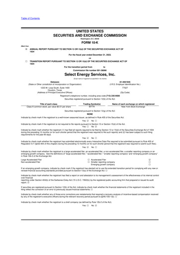 Thumbnail Select Water Solutions 10-K Annual Report 2022