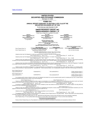 Thumbnail Simon Property Group 10-K Annual Report 