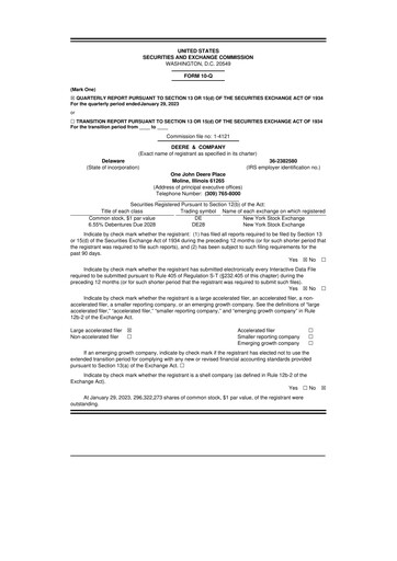 Thumbnail Deere & Company (John Deere) 10-Q Quarterly Report FY2023 