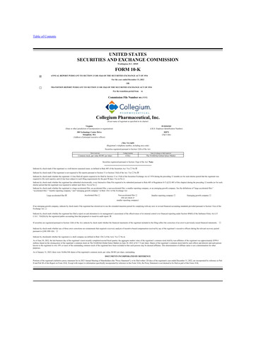 Thumbnail Collegium Pharmaceutical
 10-K Annual Report 2022