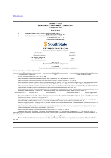 Thumbnail South State Corp 10-K Annual Report 2022