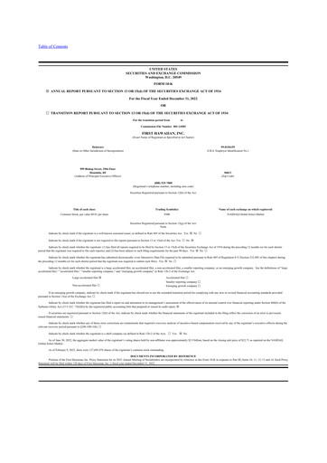 Miniature First Hawaiian Bank
 10-K Rapport annuel 2022
