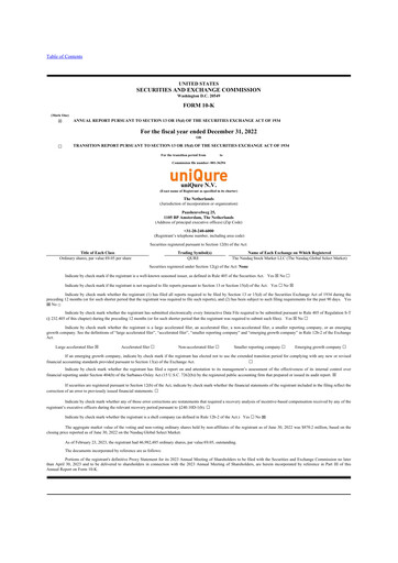 Thumbnail uniQure 10-K Annual Report 2022