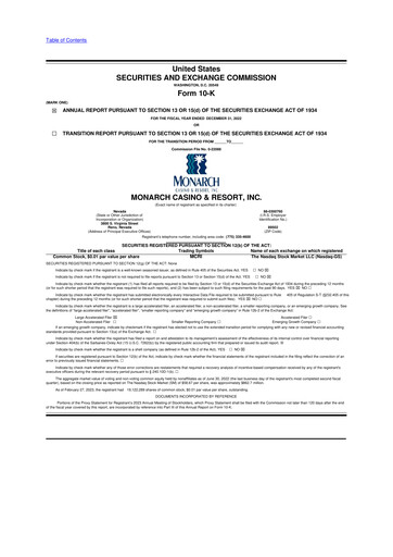 Thumbnail Monarch Casino & Resort 10-K Annual Report 2022