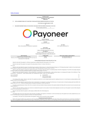 Thumbnail Payoneer 10-K Annual Report 2022
