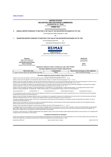 Thumbnail RE/MAX Holdings 10-K Annual Report 2022