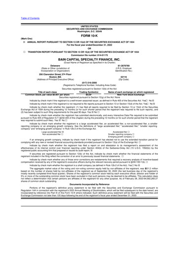 Thumbnail Bain Capital Specialty Finance
 10-K Annual Report 2022