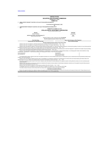 Thumbnail Stellus Capital Investment Corporation 10-K Annual Report 2022