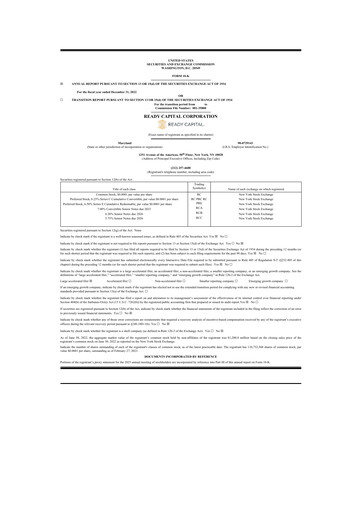 Miniature Ready Capital
 10-K Rapport annuel 2022