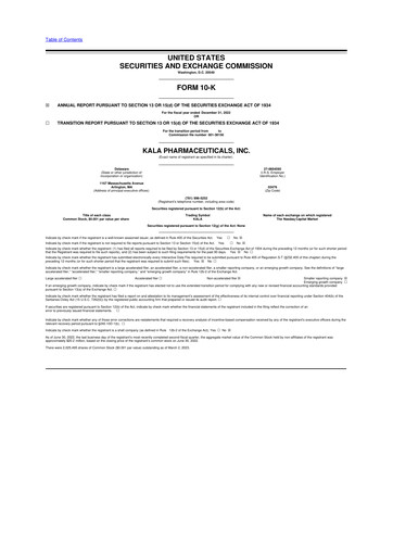 Thumbnail KALA BIO 10-K Annual Report 2022