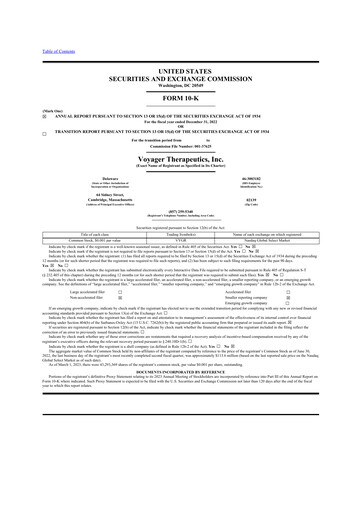 Thumbnail Voyager Therapeutics
 10-K Annual Report 2022