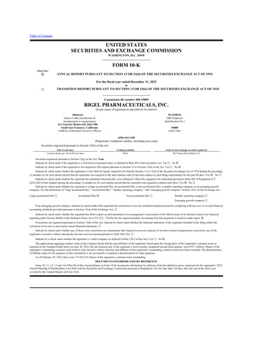 Thumbnail Rigel Pharmaceuticals 10-K Annual Report 2022