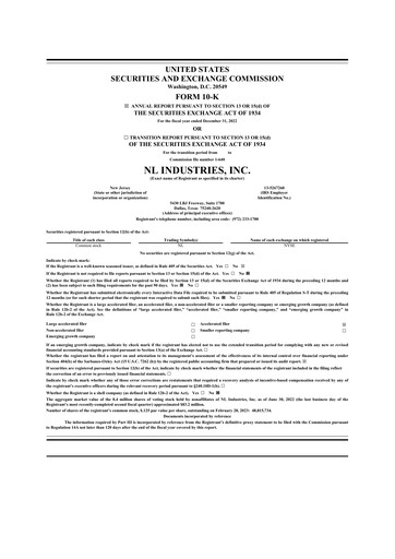 Thumbnail NL Industries 10-K Annual Report 2022