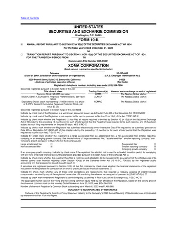Thumbnail XOMA Royalty 10-K Annual Report 2022