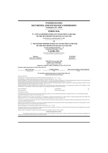 Thumbnail Valhi 10-K Annual Report 2022